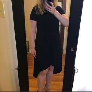 Black short sleeve, high low dress
